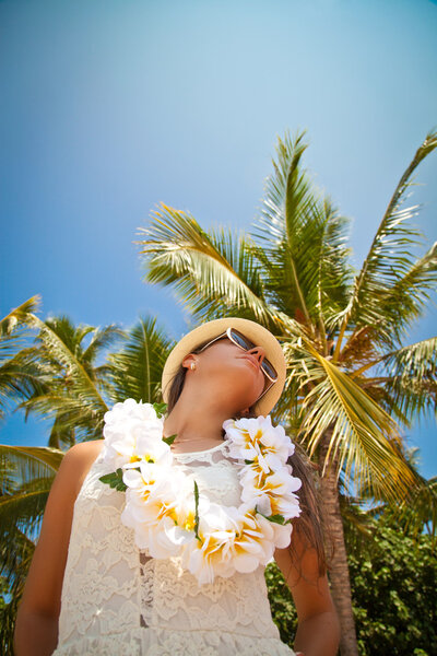 Beautiful girl posing on the beach in the hot sun, outdoor portr