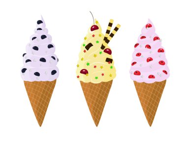 Çikolata ve böğürtlenli waffle bardağında dondurma tasviri