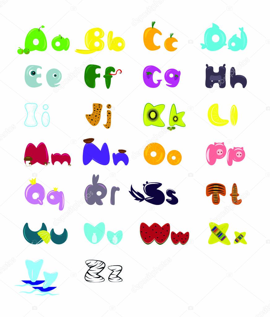 Hilarious beautiful colored English alphabet