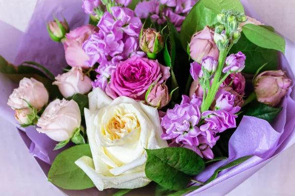 Bouquet Very Beautiful Different Colors Close Very Romantic — Stock Photo, Image