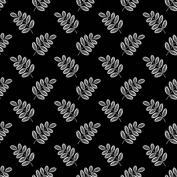 Fondo Sin Costuras Con Hojas Monocromas — Vector de stock