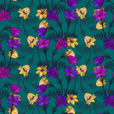 Çiçeklerle kusursuz desen. Vektör arkaplanı