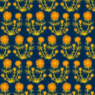 Çiçeklerle kusursuz desen. Vektör arkaplanı