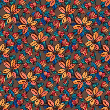 Çiçeklerle kusursuz desen. Vektör arkaplanı