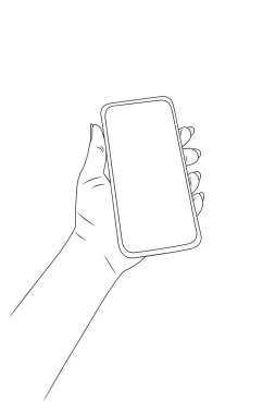 Beyaz arkaplanda boş ekranlı akıllı telefonu tutan kişi