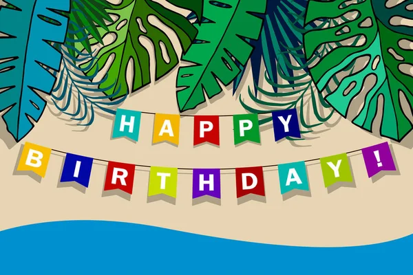 Feliz Tarjeta Cumpleaños Con Texto Colorido Letras Ilustración Vectorial Con — Vector de stock