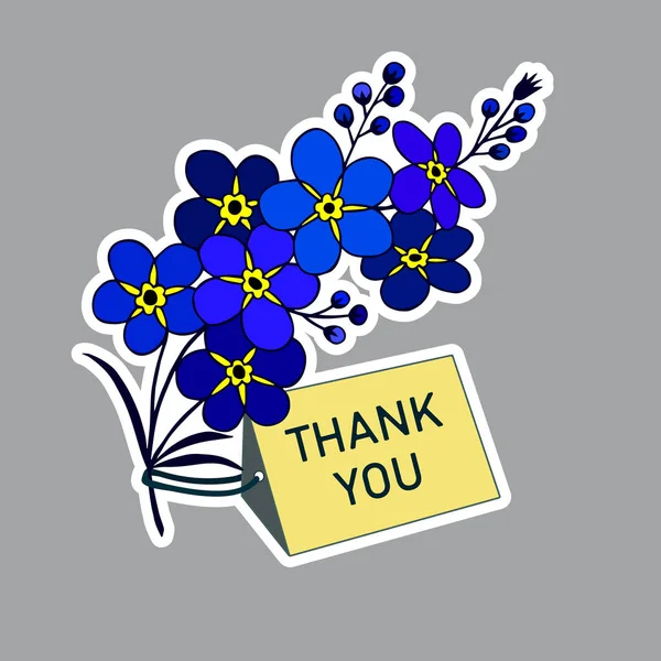 Lettering Thank You Flowers Valentine Concept — Stock vektor