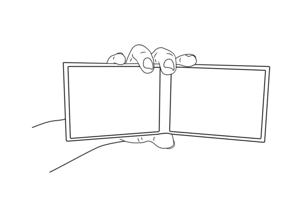 Mão Segurando Ilustração Vetor Branco —  Vetores de Stock