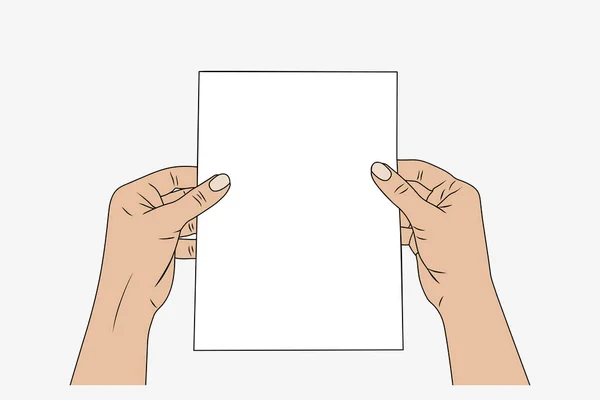 Hands Blank White Paper Vector Illustration — Stock Vector