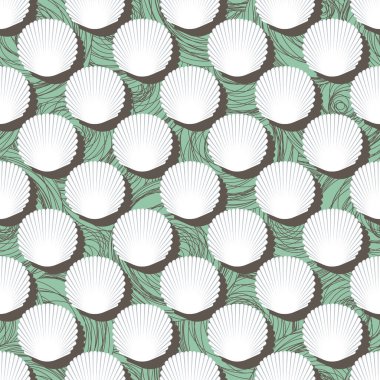 Deniz kabukları pürüzsüz desen. Vektör hisse senedi illüstrasyonu E10.