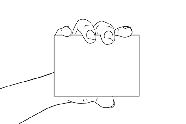 Ένα Γυναικείο Χέρι Κρατά Ένα Λευκό Φύλλο Εικονογράφηση Διανυσμάτων Στοκ — Διανυσματικό Αρχείο