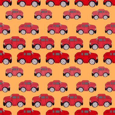 Çizgi film kırmızı arabaları ile kusursuz vektör deseni