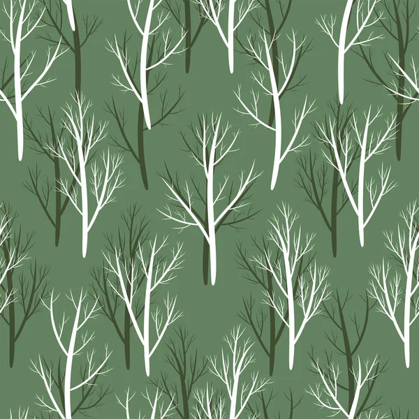 Seamless Pattern Trees Leaves Vector Stock Illustration Eps10 — Stock Vector