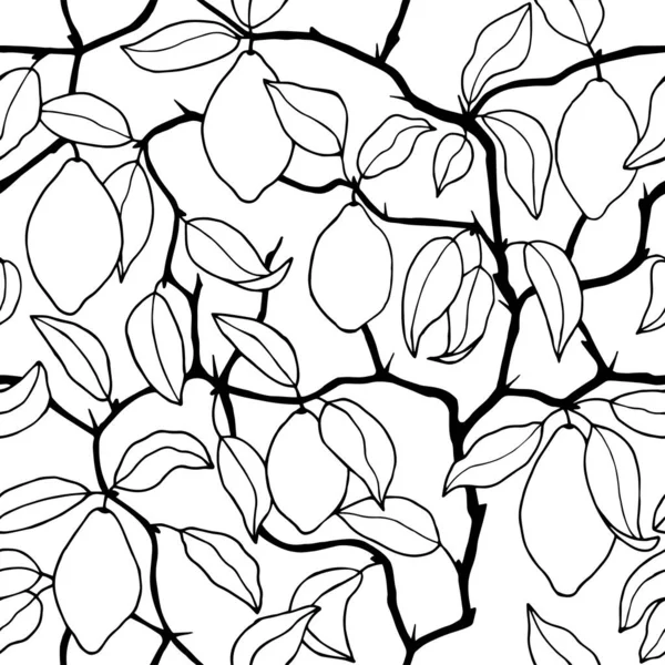 Zitronenbaum Nahtloses Muster Vektoraktienillustration Eps10 Handzeichnung — Stockvektor