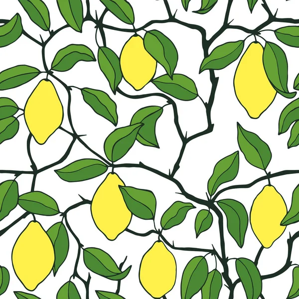 Árbol Limones Patrón Sin Costura Ilustración Stock Vectorial Eps10 Dibujo — Vector de stock