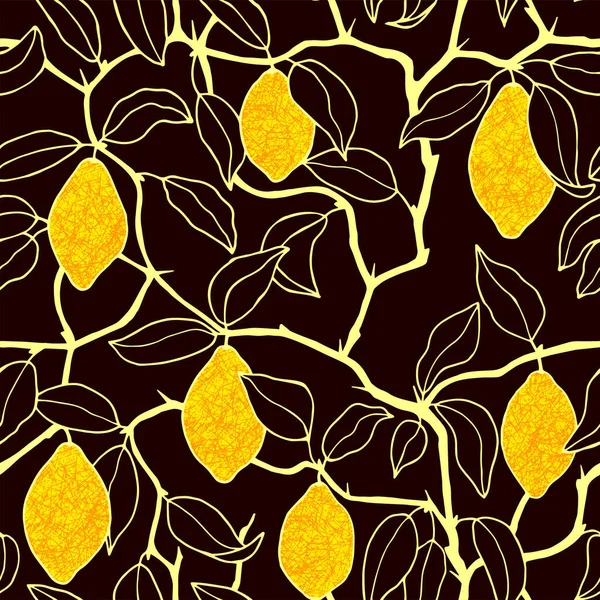 Árbol Limones Patrón Sin Costura Ilustración Stock Vectorial Eps10 Dibujo — Vector de stock