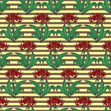 Kusursuz çiçek deseni, Ramson yaprakları, ayı soğanı. Vektör hisse senedi illüstrasyonu E10.