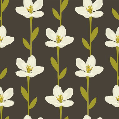 Kusursuz beyaz çiçek deseni. Vektör hisse senedi illüstrasyonu E10.