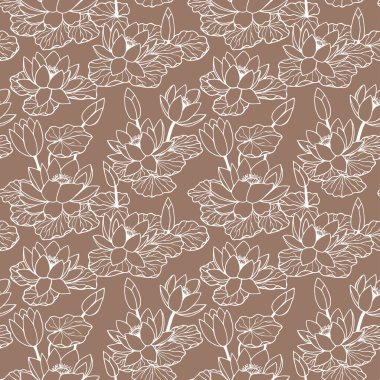 Su zambakları kusursuz desen. Vektör hisse senedi çizimi E10. El çizimi.