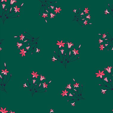 Çiçekli kusursuz desen, vektör illüstrasyonu