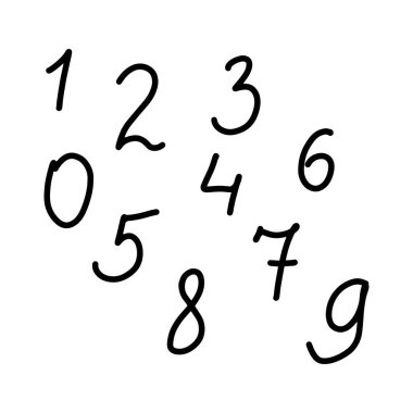 Bir dizi el çizilmiş numara. vektör illüstrasyonu