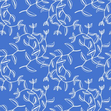 Çiçekler ve yapraklarla kusursuz bir desen. vektör illüstrasyonu