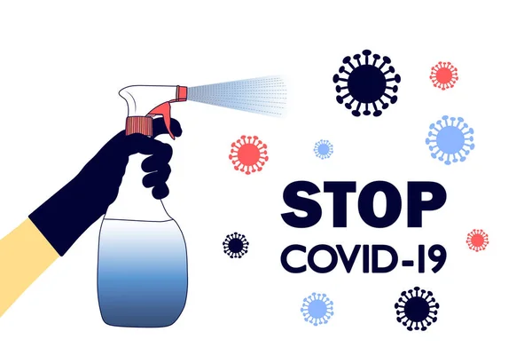 Arrêtez Covid Texte Covid Nouveau Coronavirus 2019 Ncov Virus Tué — Image vectorielle