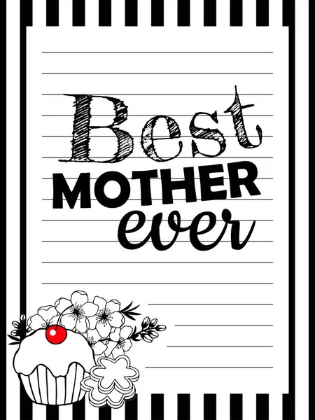 Best Mother Card Happy Mother Day Greeting Card White Black — Stock Vector