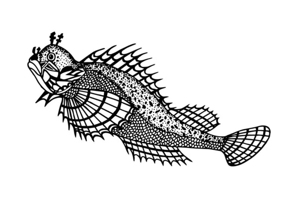 Modello Vettoriale Grafico Con Pesce — Vettoriale Stock
