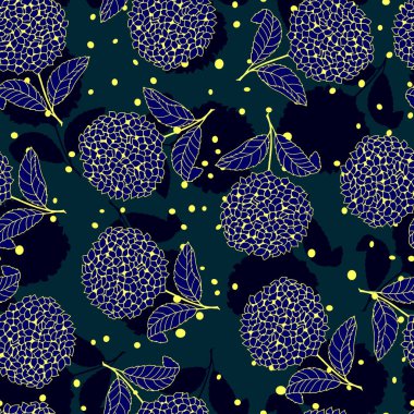 Ortanca çiçeklerinin kusursuz deseni. Vektör hisse senedi çizimi E10. El çizimi