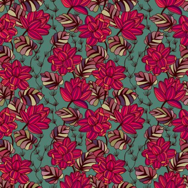 Soyut çiçeklerle kusursuz desen. vektör illüstrasyonu