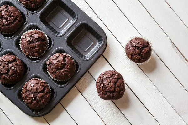 Deliciosos muffins de chocolate — Fotografia de Stock