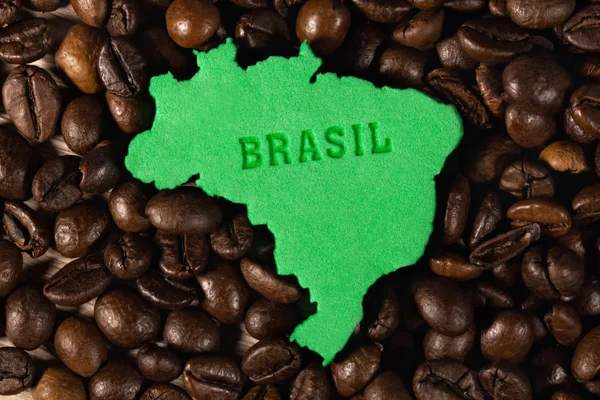 Figura de estados brasileños y granos de café —  Fotos de Stock