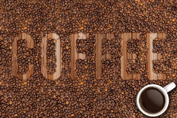 coffee lettering mug beans seed