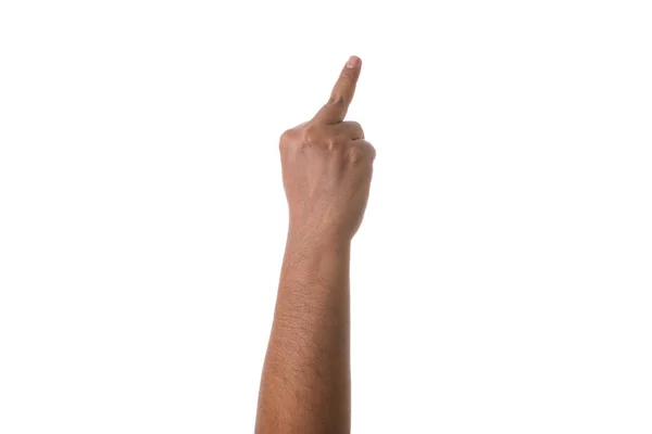 Mittelfinger Beleidigende Geste Weißer Hintergrund — Stockfoto