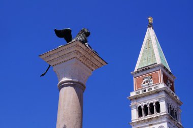 Sütun ve çan kulesi, San Marco, Venedik, İtalya