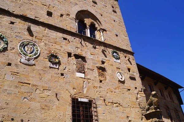 Dettaglio Palazzo Priori Volterra Toscana Italia — Foto Stock