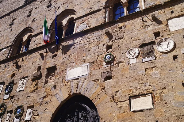 Detail Paláce Priori Volterře Toskánsko Itálie — Stock fotografie