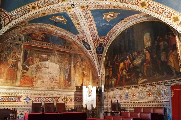 Detalle Sala Del Consejo Del Palacio Priori Volterra Toscana Italia — Foto de Stock