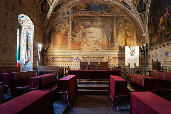 Detalle Sala Del Consejo Del Palacio Priori Volterra Toscana Italia — Foto de Stock