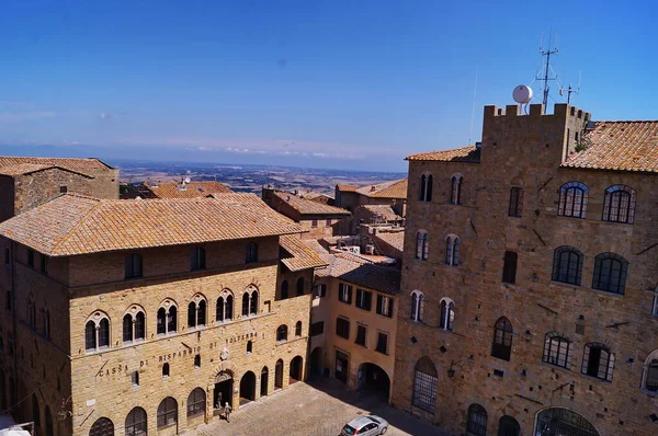 Priori Náměstí Vidět Oken Paláce Priori Volterra Toskánsko Itálie — Stock fotografie