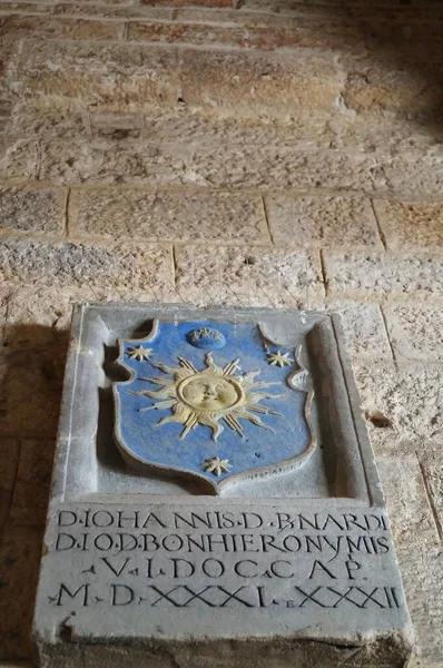 Coat Arms Entrance Hall Priori Palace Volterra Tuscany Italy — Stock Photo, Image