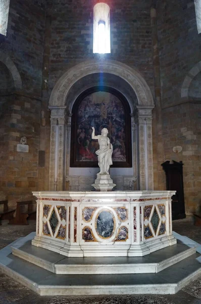 Fonte Batismal Dentro Batistério Volterra Toscana Itália — Fotografia de Stock