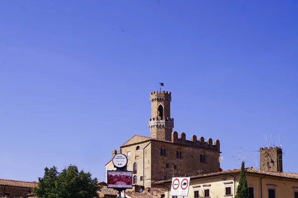 Πύργος Του Priori Palace Στην Volterra Τοσκάνη Ιταλία — Φωτογραφία Αρχείου