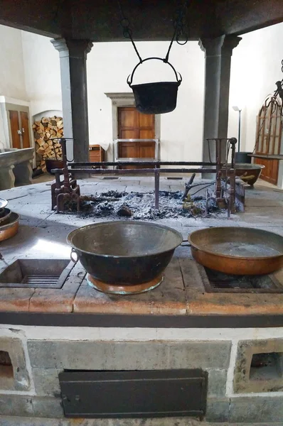 Antiga Cozinha Abadia Vallombrosa Toscana Itália — Fotografia de Stock