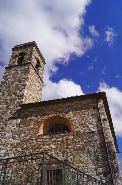 Santo Stefano Kyrka Den Antika Medeltida Byn Montefioralle Toscana Italien — Stockfoto