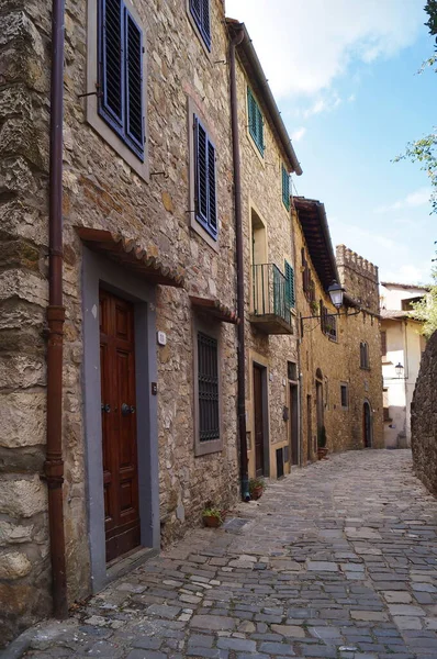 Strada Tipica Dell Antico Borgo Medievale Montefioralle Toscana Italia — Foto Stock