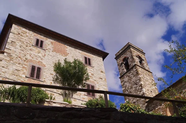 Santo Stefano Kerk Het Oude Middeleeuwse Dorp Montefioralle Toscane Italië — Stockfoto