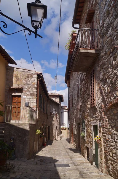 Typische Straße Mittelalterlichen Dorf Montefioralle Toskana Italien — Stockfoto