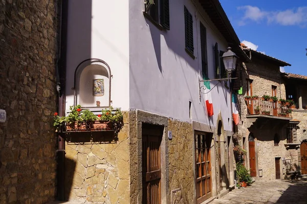 Strada Tipica Dell Antico Borgo Medievale Montefioralle Toscana Italia — Foto Stock